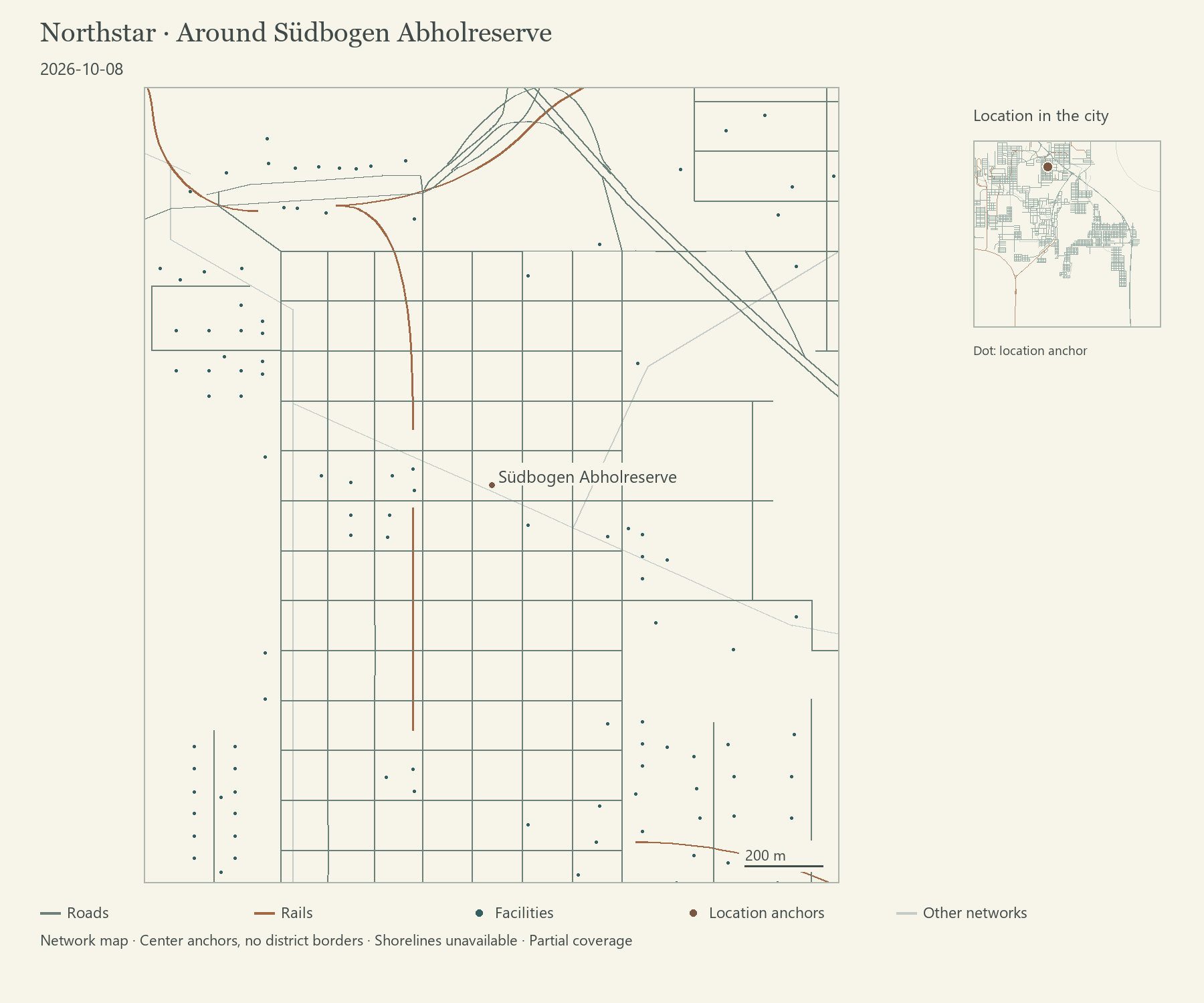 Südbogen pickup reserve: spatial context of the service work, geometry as of 8 October